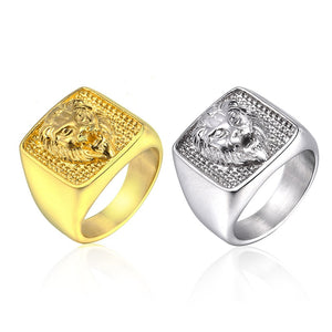 Gold Steel Lion Rings