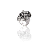 Silver Lion Head Ring