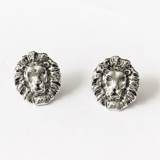 Silver Lion Earrings